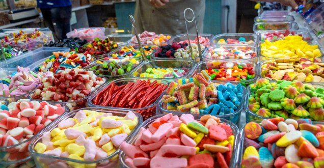 Pick and mix lollies on display. 