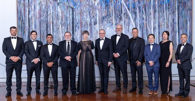 2025 recipients with the Prime Minister, Minister and Australia’s Chief Scientist at Parliament House.