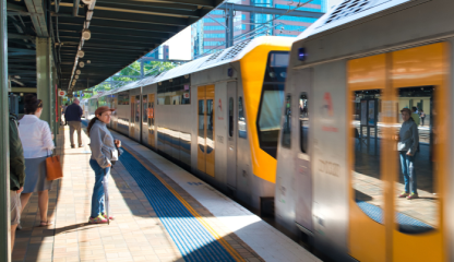 Train arriving at station