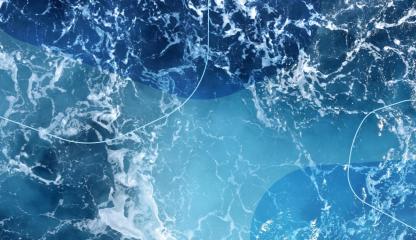 A rough ocean with circle graphics overlaying the image.