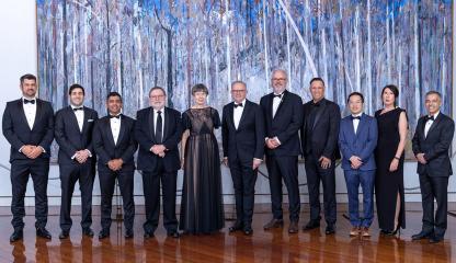 2025 recipients with the Prime Minister, Minister and Australia’s Chief Scientist at Parliament House.