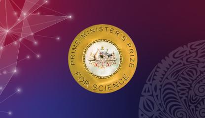 Decorative image with the official Prime Minister’s Prizes for Science medallion.