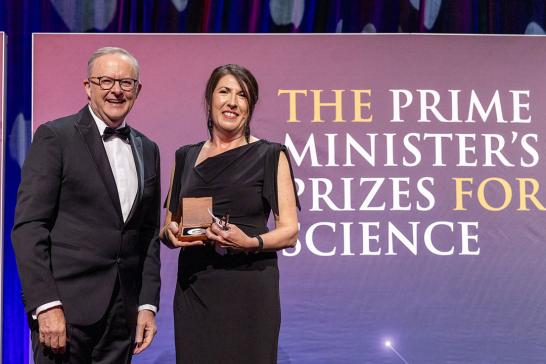 Mrs Paula Taylor with Prime Minister Anthony Albanese