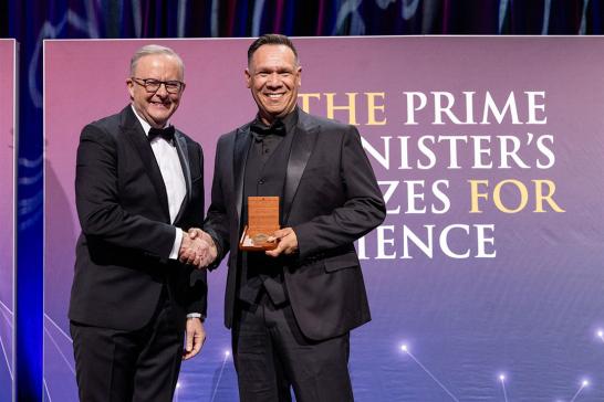 Professor Michael Wear with Prime Minister Anthony Albanese