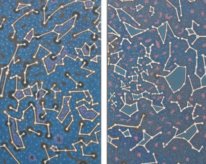 Aboriginal artwork showing a sky with constellations