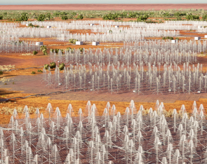 Groups of antennas on red dirt