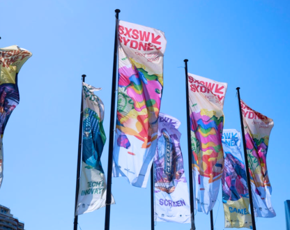 Flags promoting Sydney SXSW