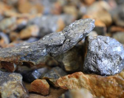 Antimony, a critical metalloid in its raw form.