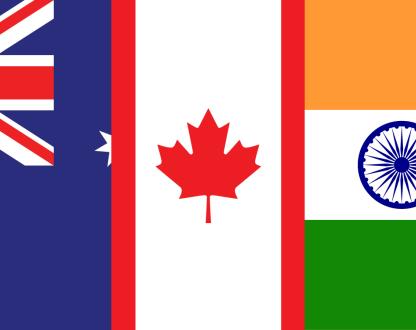 Image showing parts of the Australian, Canadian and India flags. 