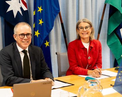 Helen Wilson  and Simon Writer participate in discussions at the 3rd Digital Economy and Technology Policy Dialogue.
