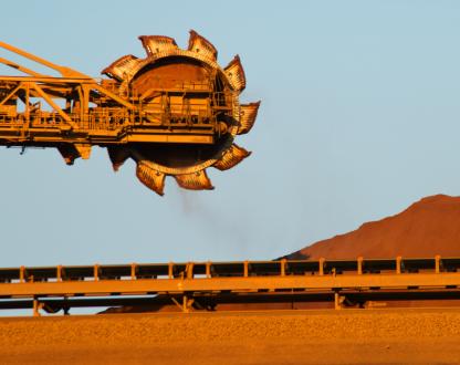 Bucket-wheel excavator on a mining site
