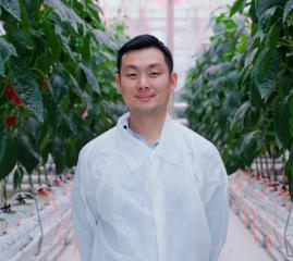 Alexander Soeriyadi, CEO and co-founder of Lleaf standing in one of the company’s greenhouses