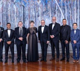 2025 recipients with the Prime Minister, Minister and Australia’s Chief Scientist at Parliament House.